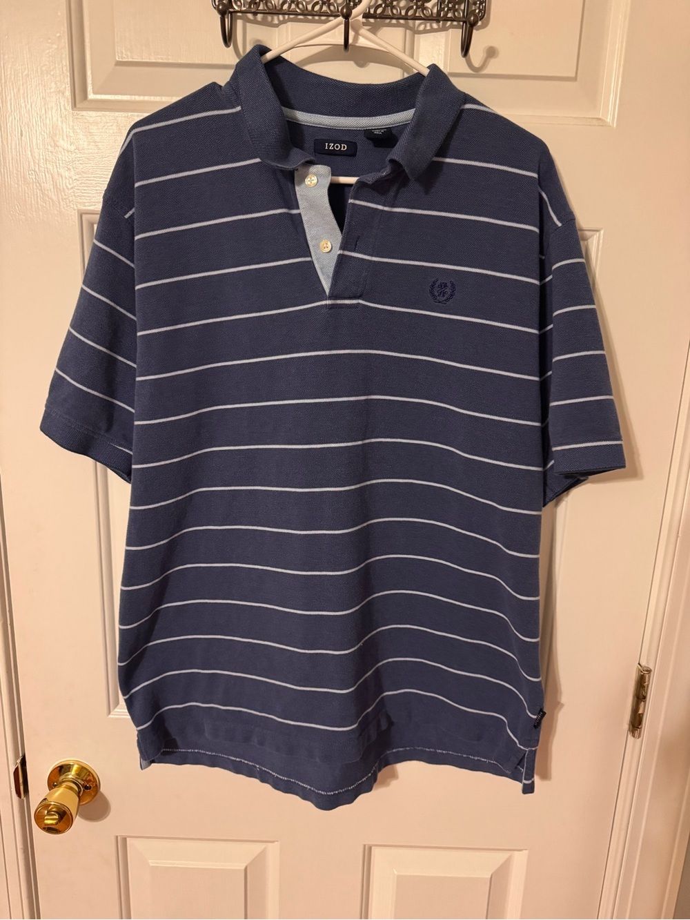 Izod Blue with White Striped Polo Shirt